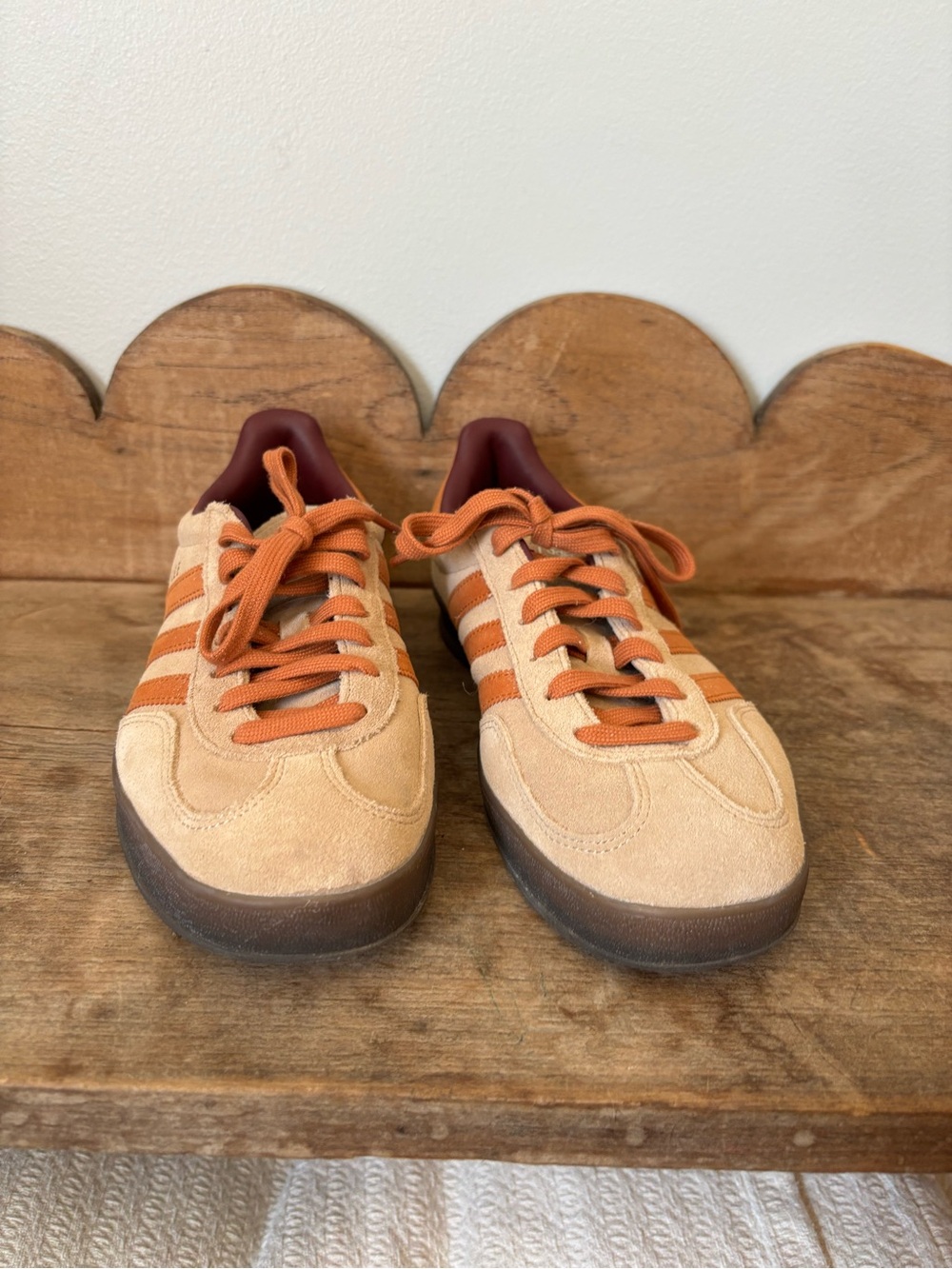 adidas Tan and Orange Suede Low-Top Sneakers